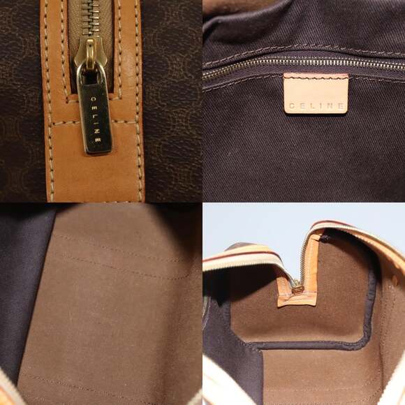 CELINE Macadam Canvas Hand Bag Pvc Leather Brown Gold - Picture 11 of 12